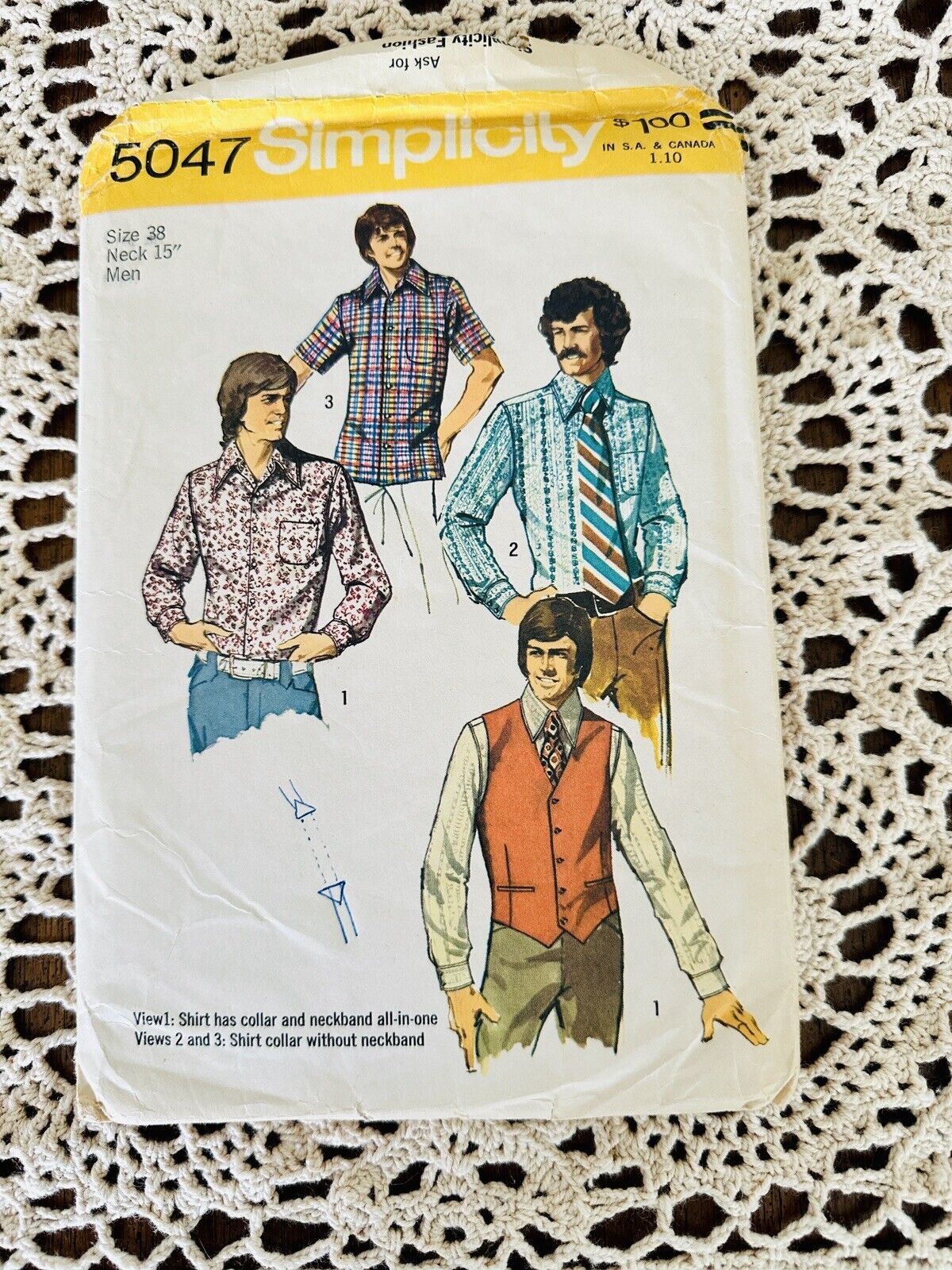 Vintage 70’s Men’s Sewing Patterns Shirts Size 38 Neck 15” Simplicity Easy Instr