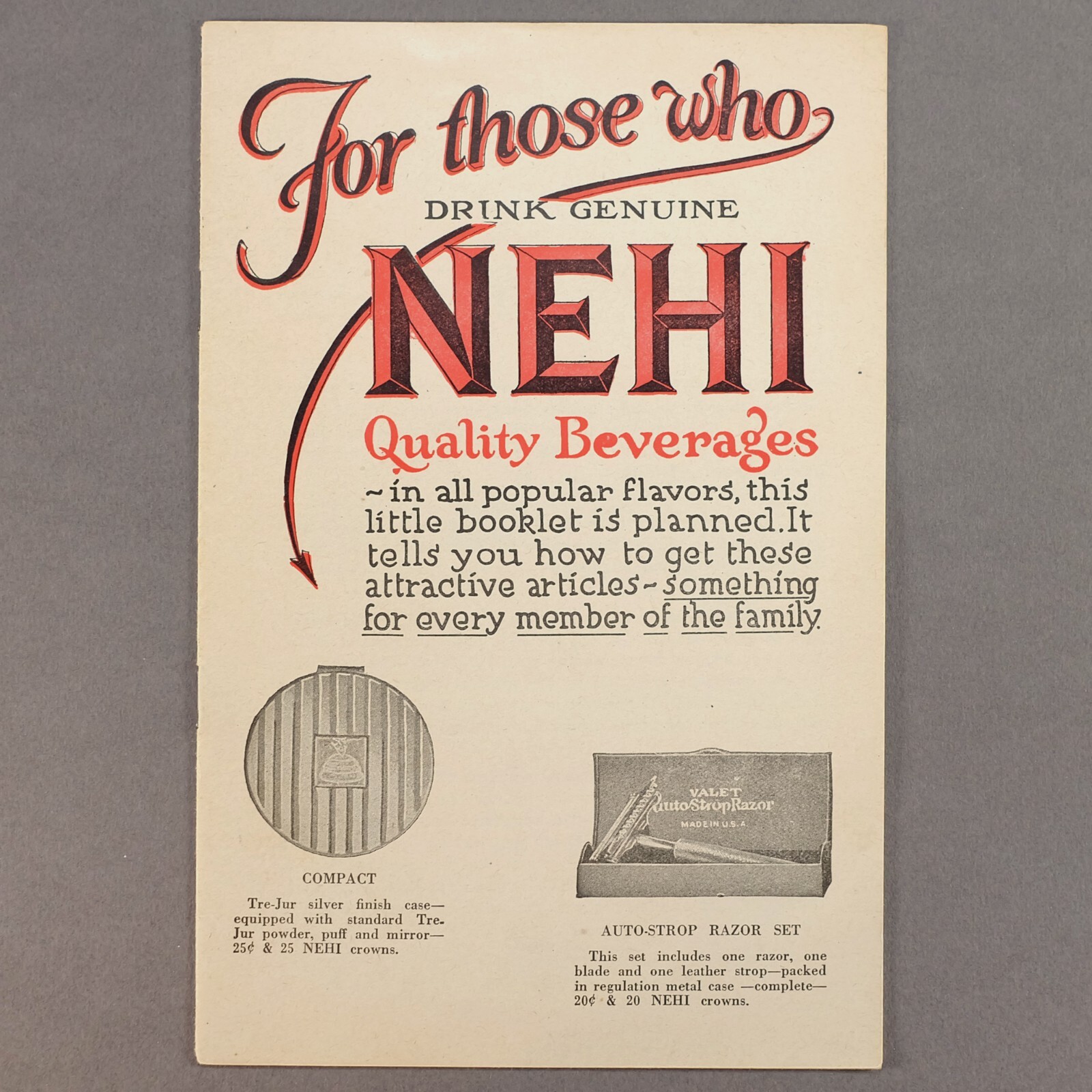1920s Original NEHI Soda Antique Advertising Premium Catalog