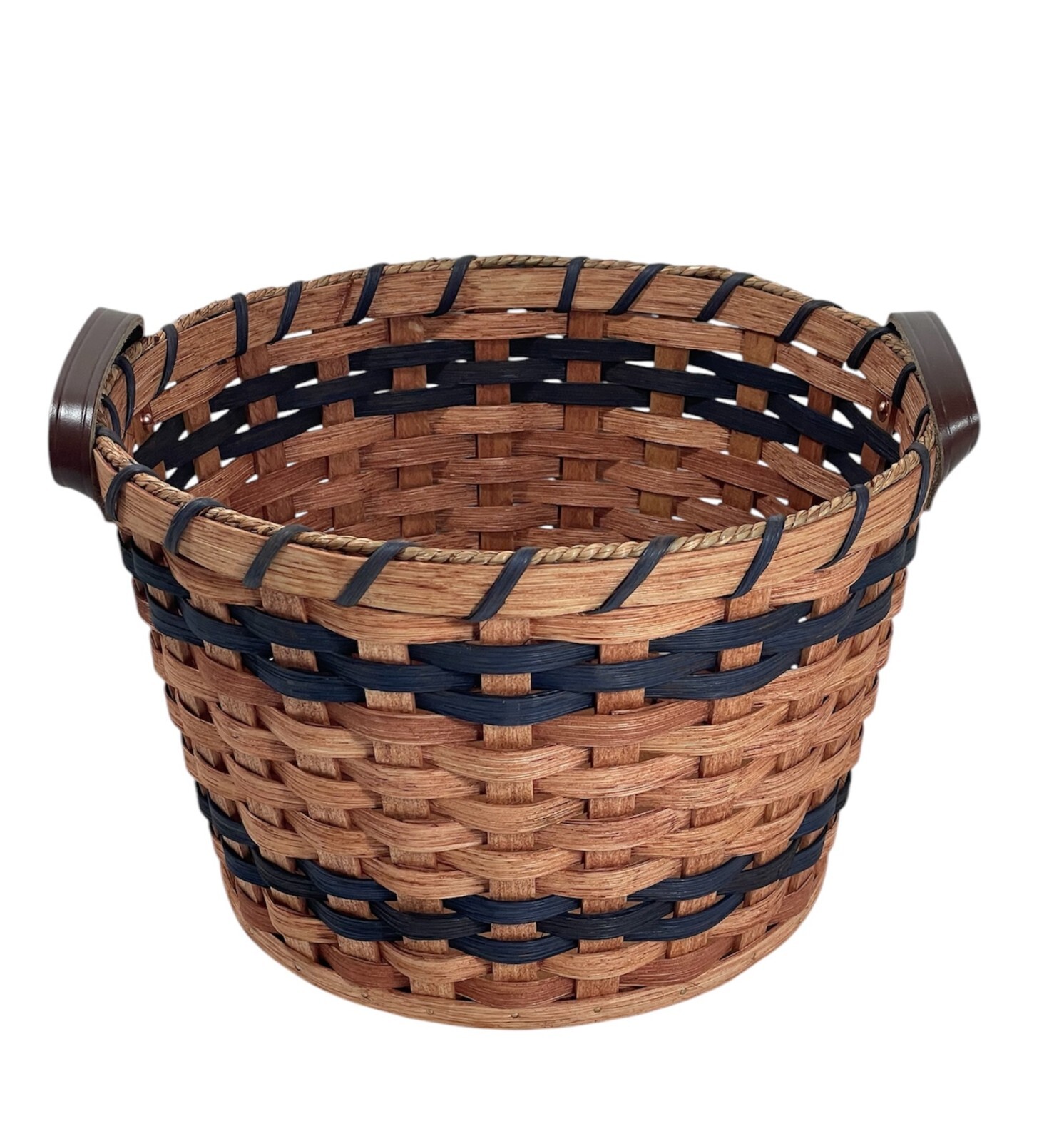 Amish Pail Autumn Harvest Storage Gingerich Style Basket With Leather Handles