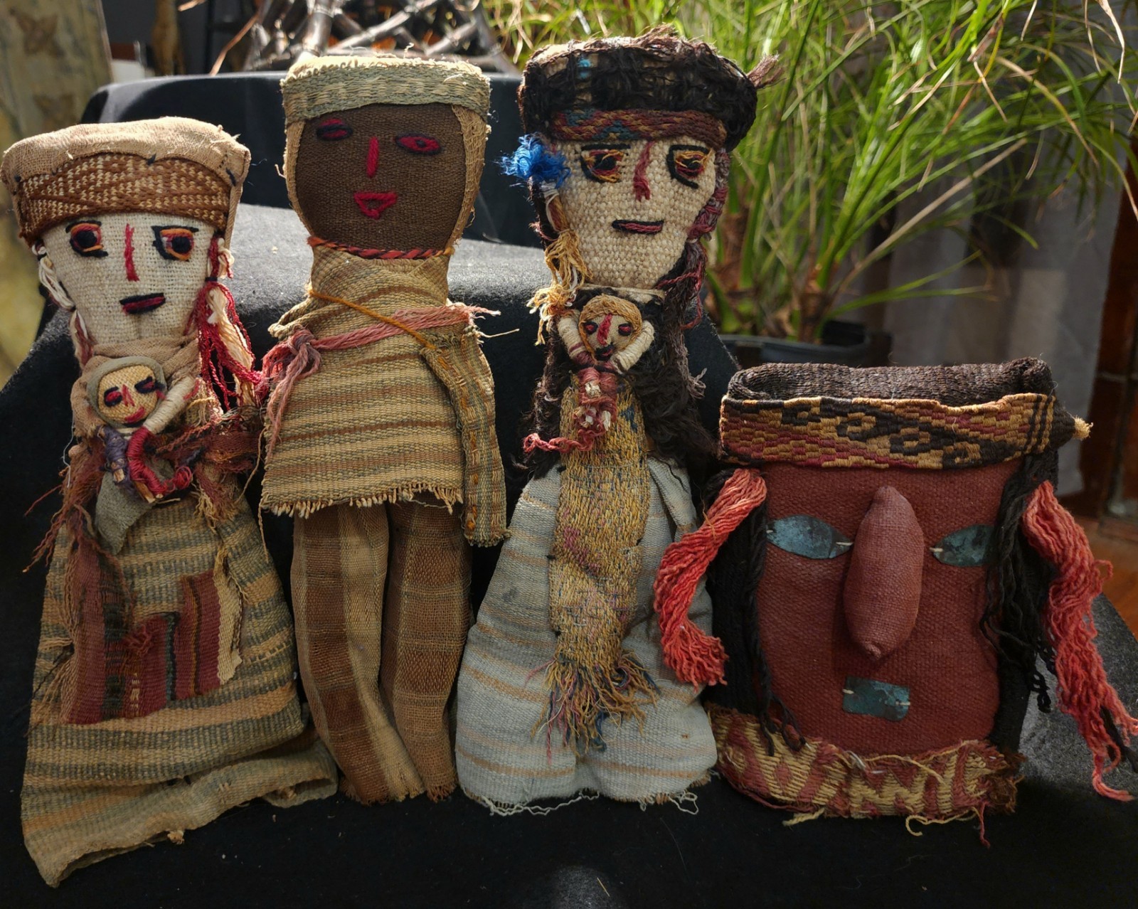 3 Lg Peruvian Burial Folk Art Dolls 10\