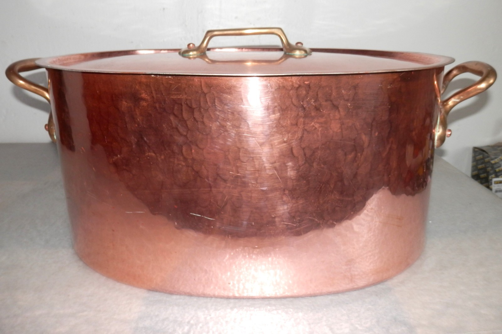 RARE Antique BIG daubiere French Copper Oval Cocotte Pot hammered weight 9.7kg