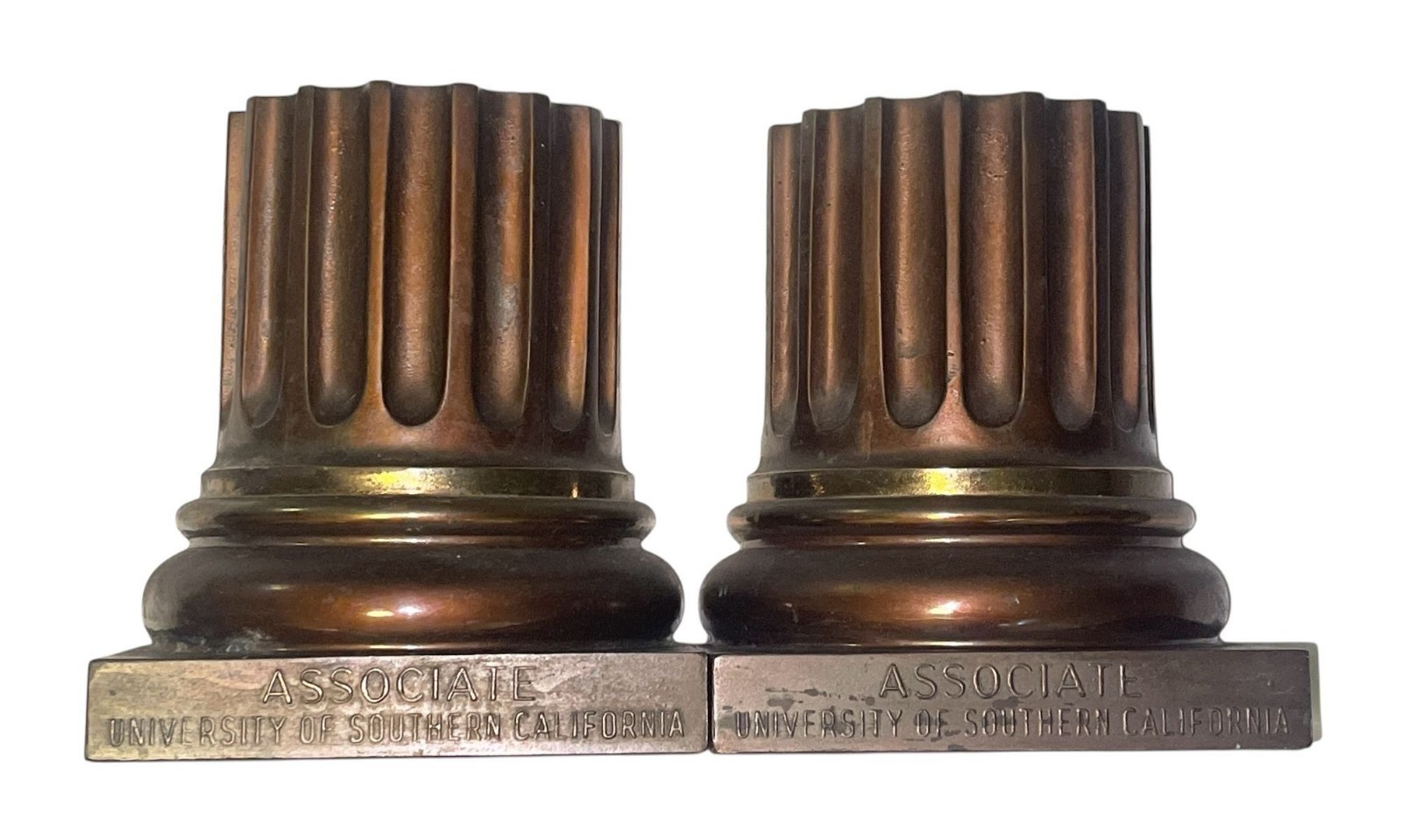 Vintage Dodge Inc USC Bronze Column Bookends Associate University Of Southern Ca