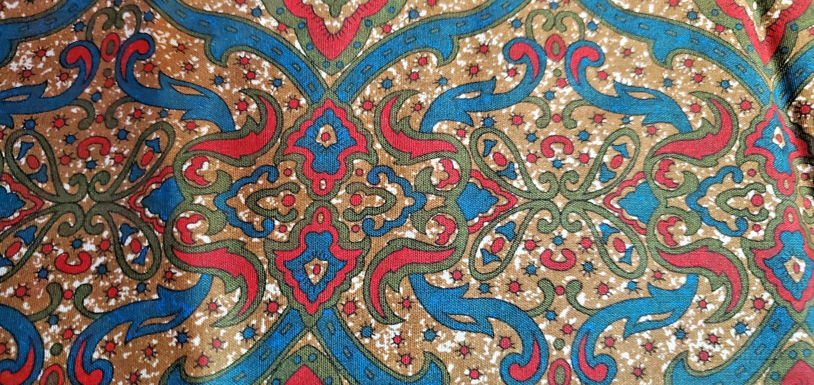 Vintage Medallion Paisley Cotton Fabric Red Teal 5 Yards 44” Wide BTY Quilting