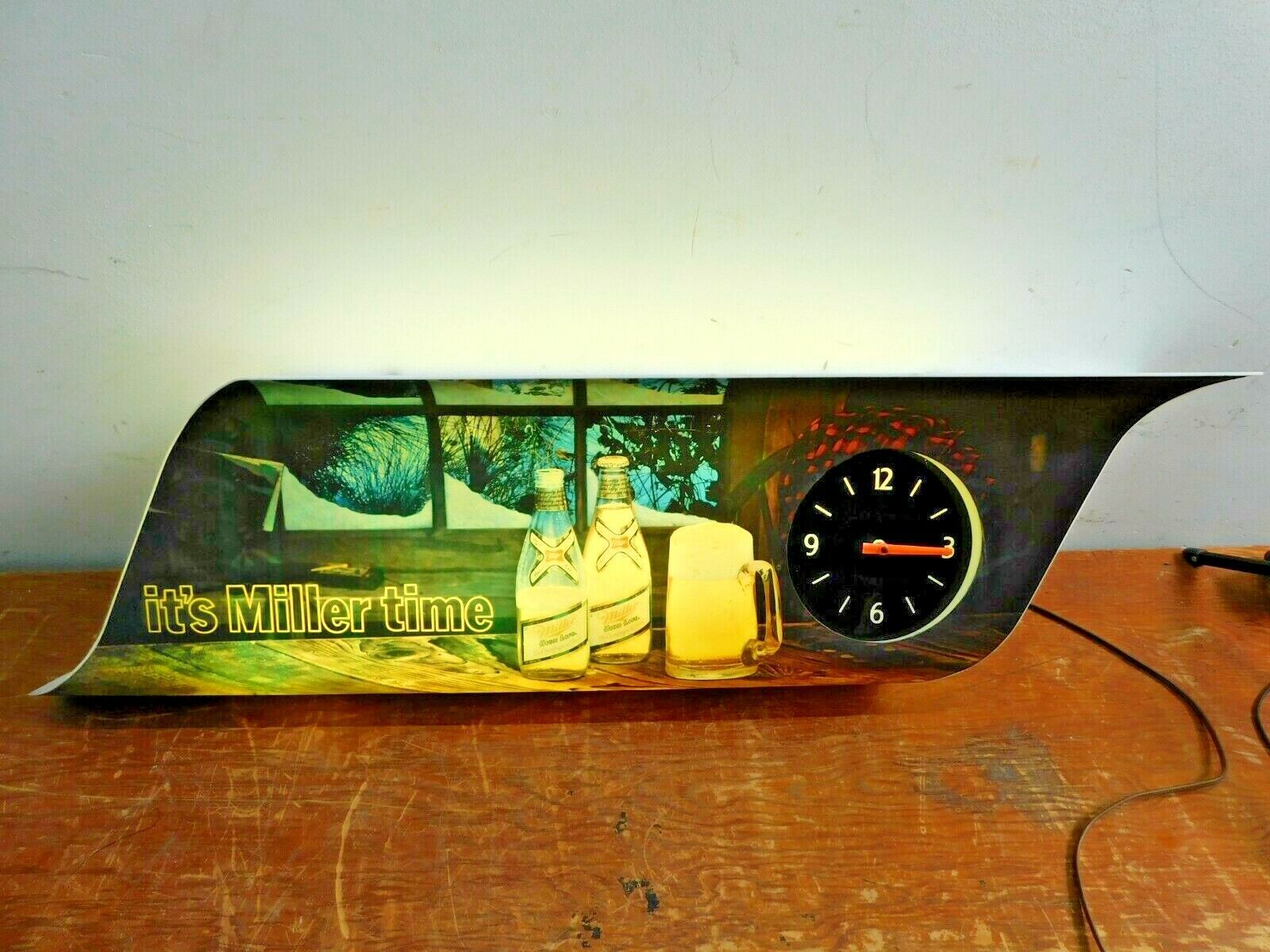 Vintage It's Miller Time High Life Beer Lighted Advertising Clock Sign 01-1318