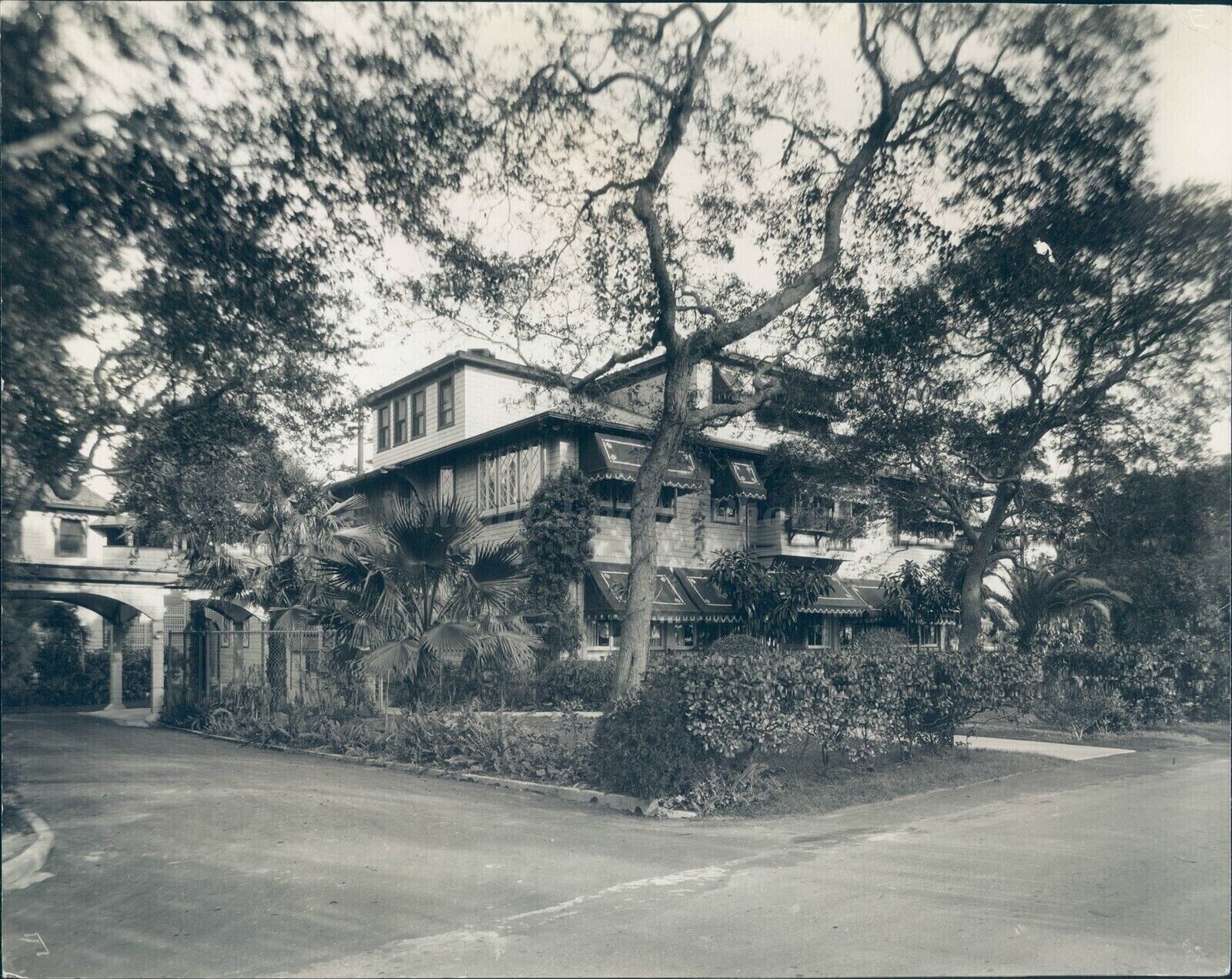 1936 Press House Beautiful Three Story Windows Palm Trees Vintage Image Photo
