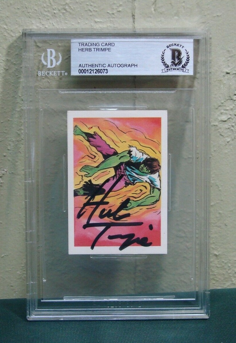 Incredible Hulk Trading Card #155 SIGNED HERB TRIMPE Beckett BAS Authentic
