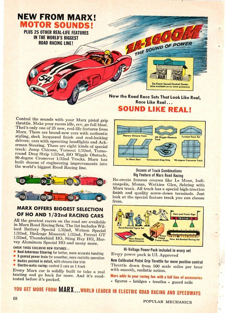 1964 Print Ad Marx Road Race Sets Look Like Real Race Like Real Sound Like Real