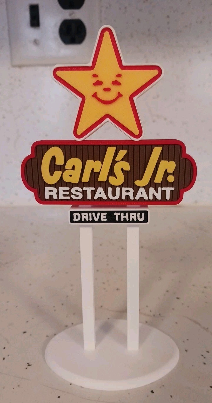 Carl\'s Jr Mini Sign 1980s Las Veges,NV Fan Art Diorama Display 6.5\