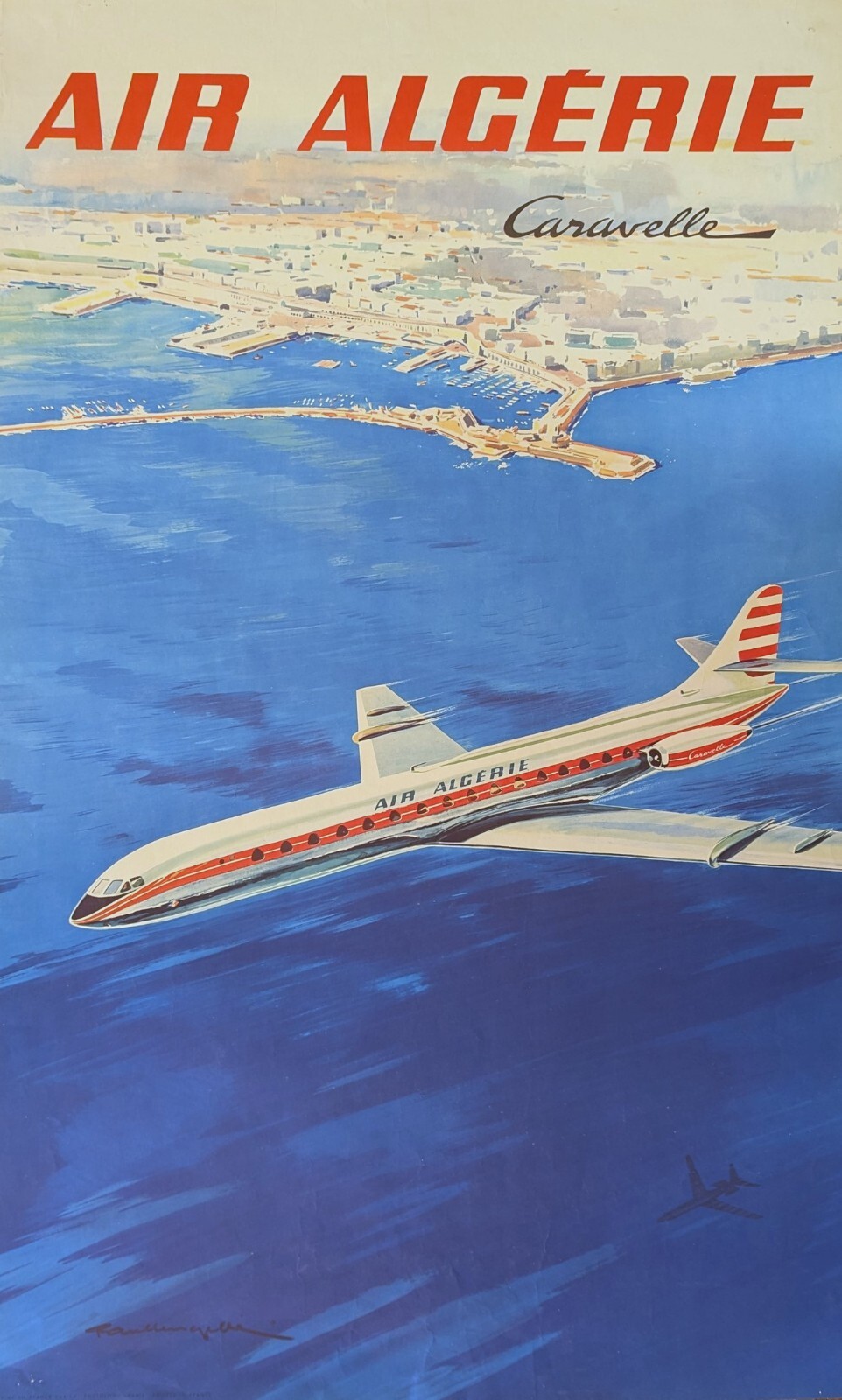 C. 1960 Original Air Algerie Caravelle Agency Poster by Paul Lengelle -24\