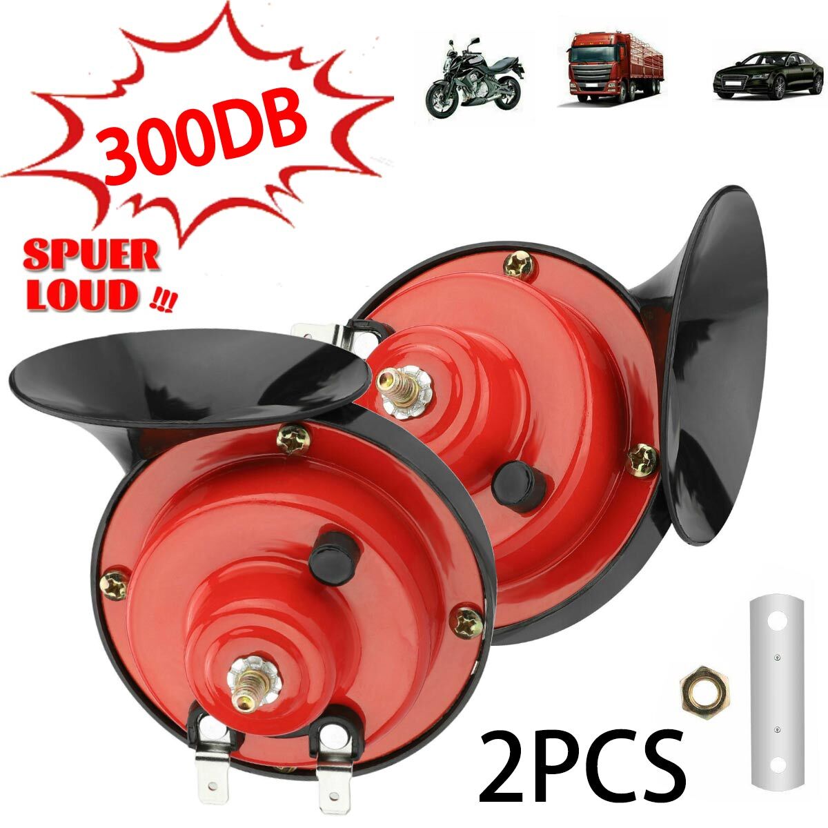 1Pair 12V high and low tone Super Loud strong penetration water proof car Horn 1Pair 12V high and low tone Super Loud strong penetration water proof car Horn