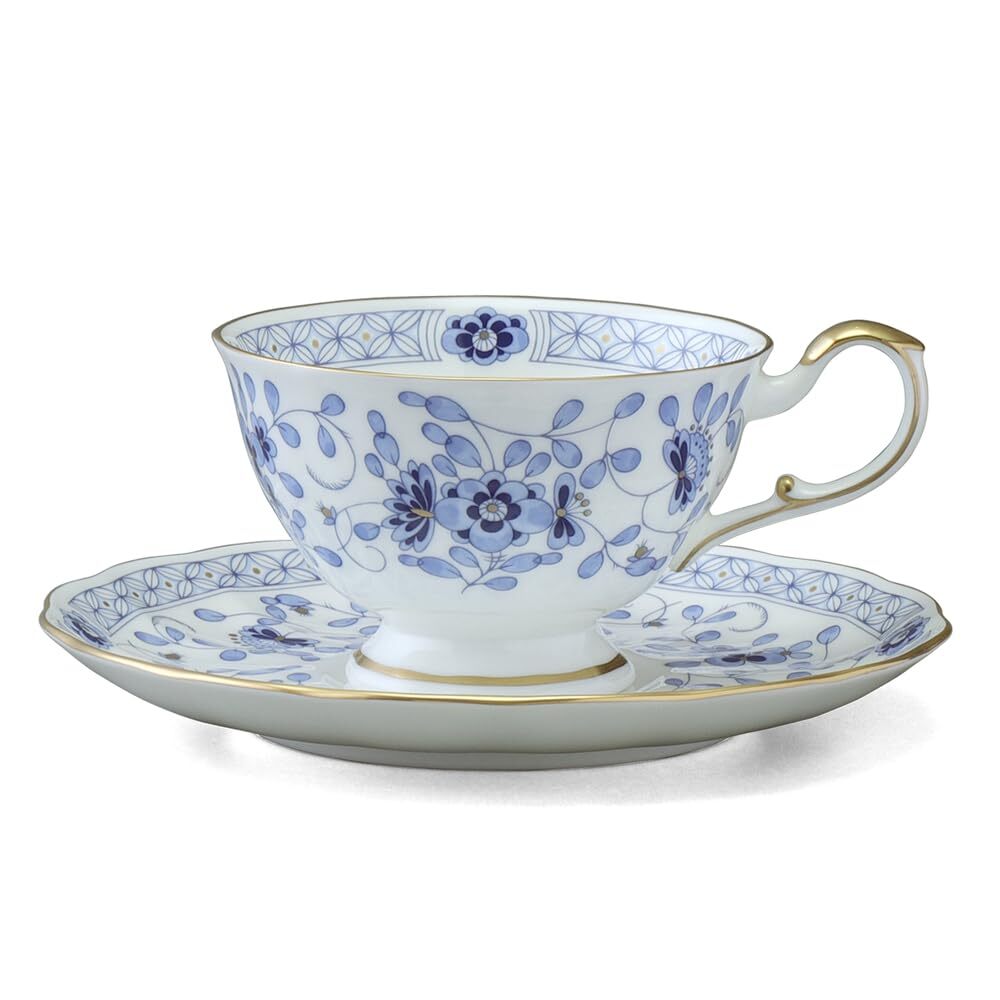 NARUMI Milano Tea Cup & Saucer Bone China Tableware Wedding Gift Blue Japan New