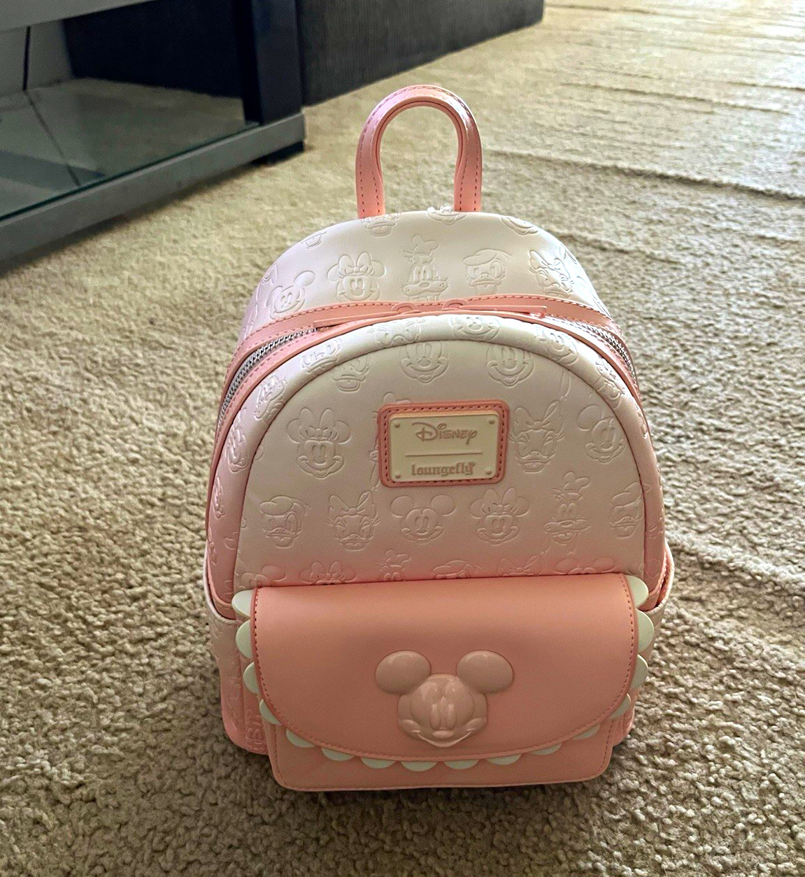 Loungefly Disney Mickey Mouse & Friends Mini Backpack Pink/White Embossed Faces