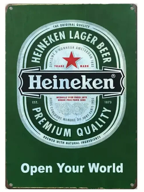 Heineken Beer Open Your World Vintage Novelty Metal Sign 12