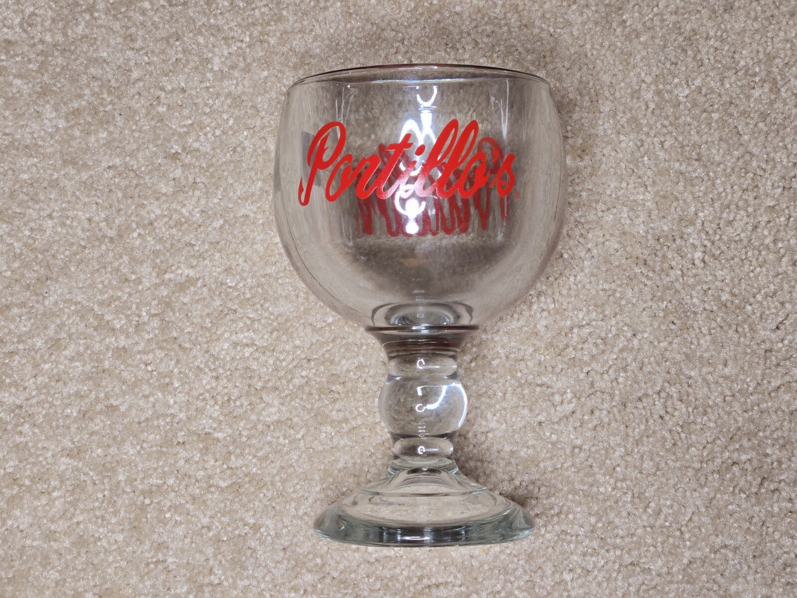 Vintage Portillo\'s Footed Fish Bowl Goblet Schooner Thick Heavy Clear Glass 18oz