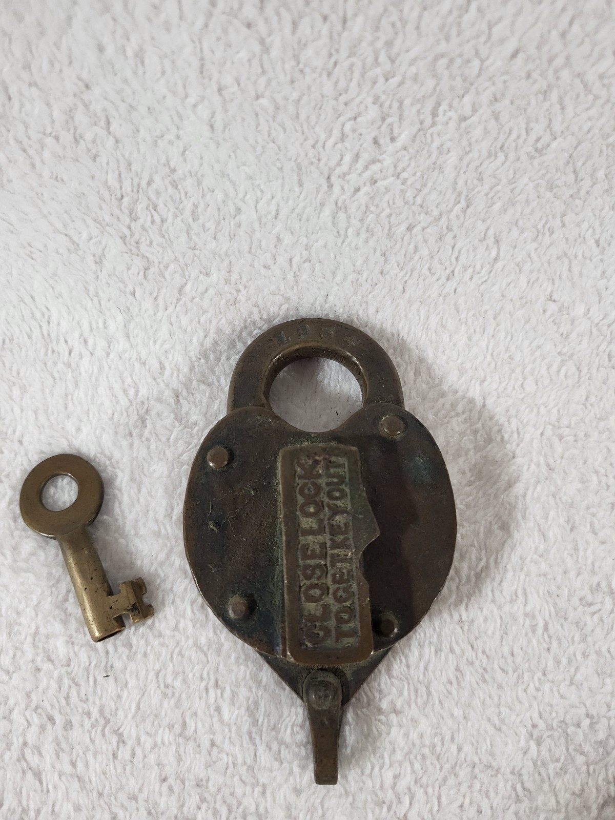 Antique 1934 Brass Heart Padlock With Key Working Climax Style Vintage Lock