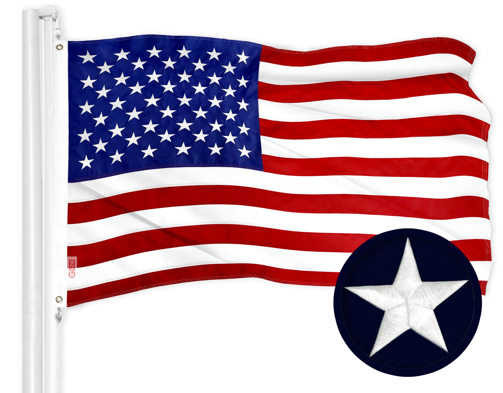 Heavy Duty  4x6 ft Embroidered American US Flag, Sewn Stripes, Grommets