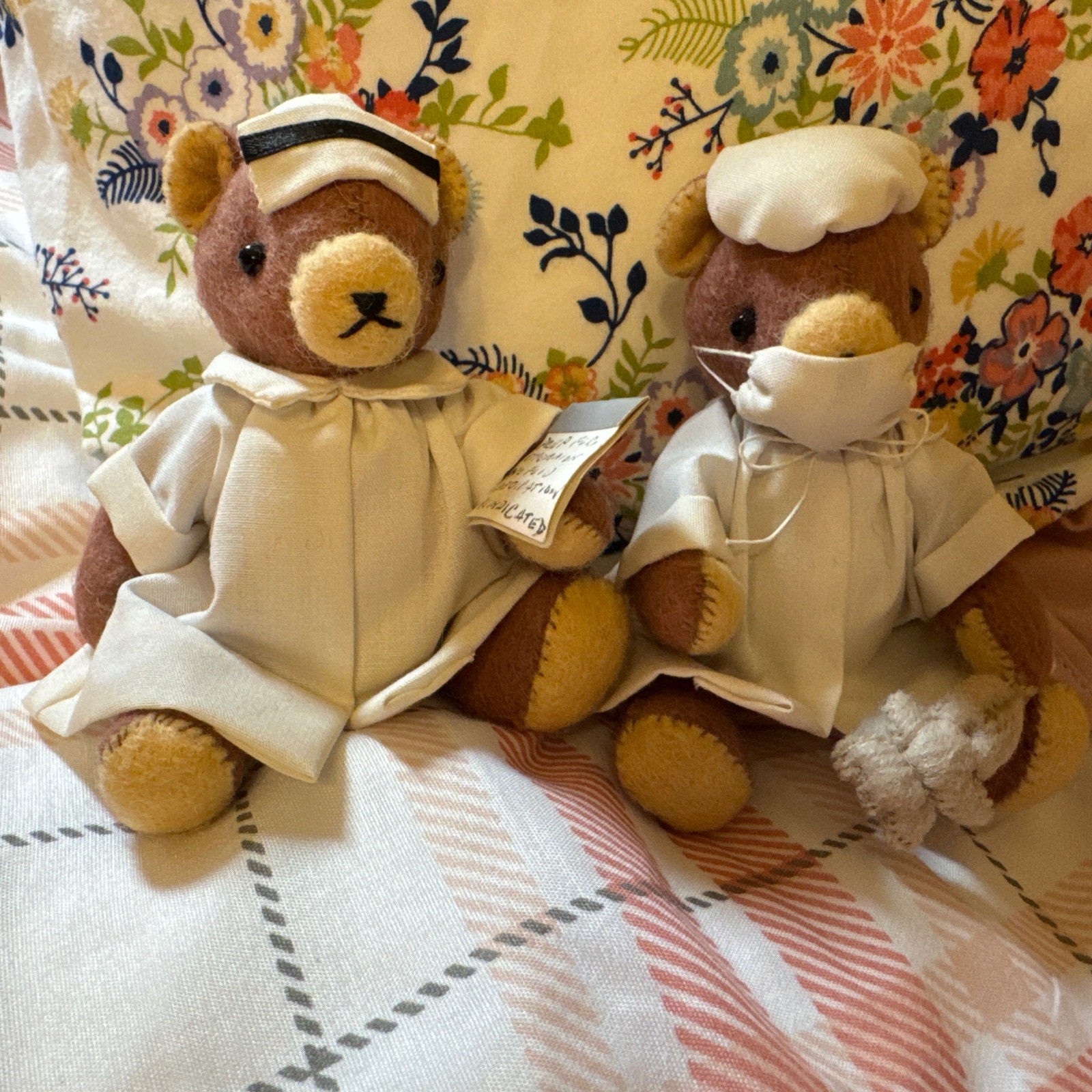 Vintage Doctor & Nurse Bears - Set Of 2 Stuffed 1980-90 Era