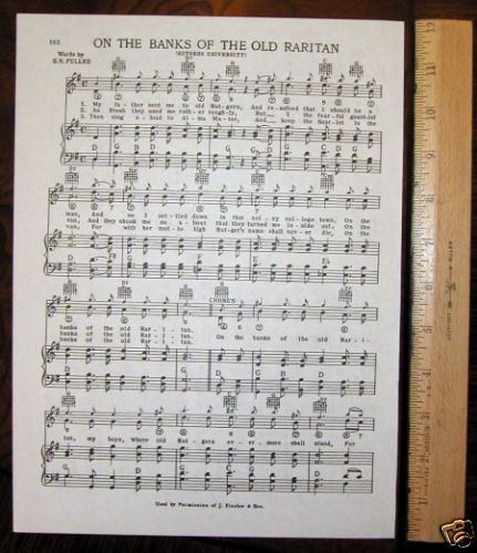 RUTGERS UNIVERSITY Vintage Song Sheet c1938 \