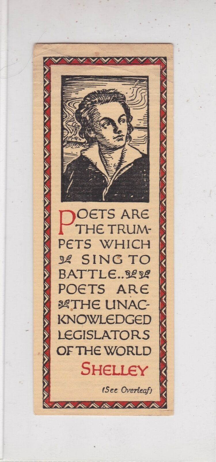 EVERYMAN\'S LIBRARY Poets are the trumpets Shelley Illustrated Book Mark Rf 46769