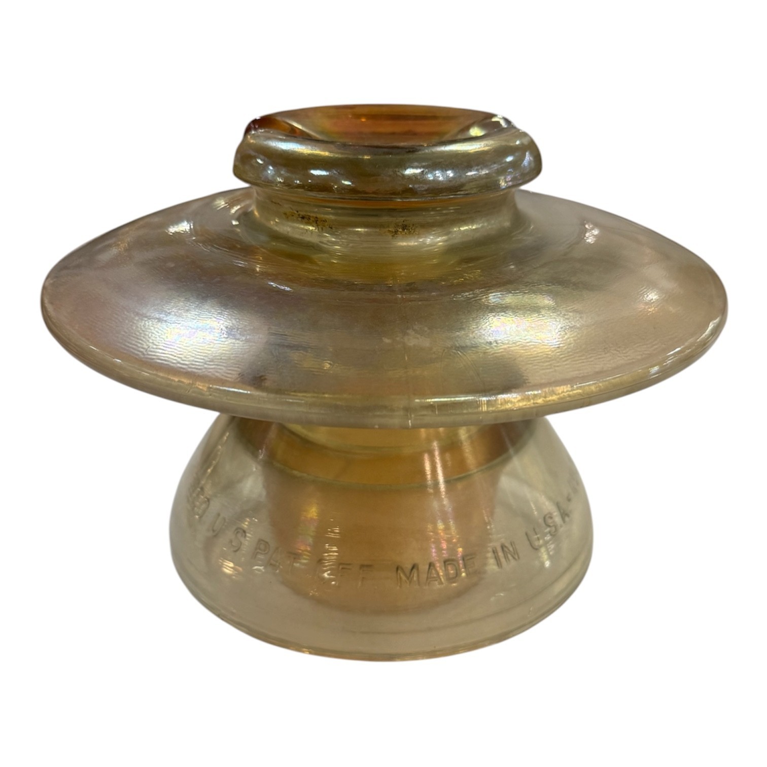 CORNING PYREX USA MODEL #453 MARIGOLD CARNIVAL GLASS INSULATOR X-LARGE SIZE 8X1
