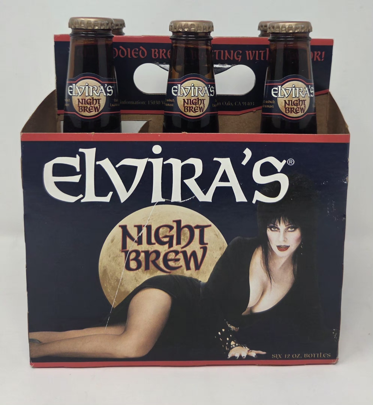 Vintage Elvira’s Night Brew 6 Bottles & Carrier Beer Advertising 12 Oz 1996 