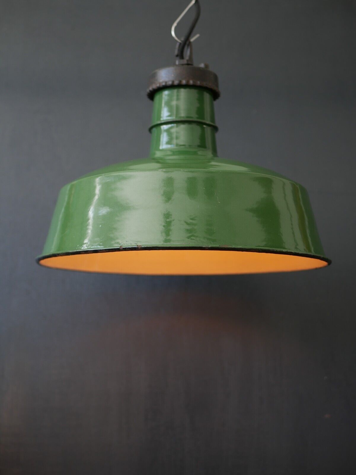 Maxlume Green Enamel Vintage Industrial Light # +  Hanging Kit