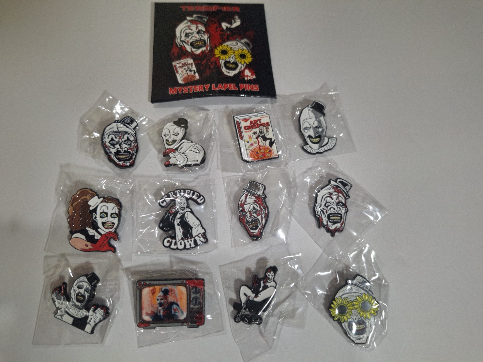 Damien Leone’s Terrifier Mystery Lapel Pins New Complete Series Chase Lot of 12