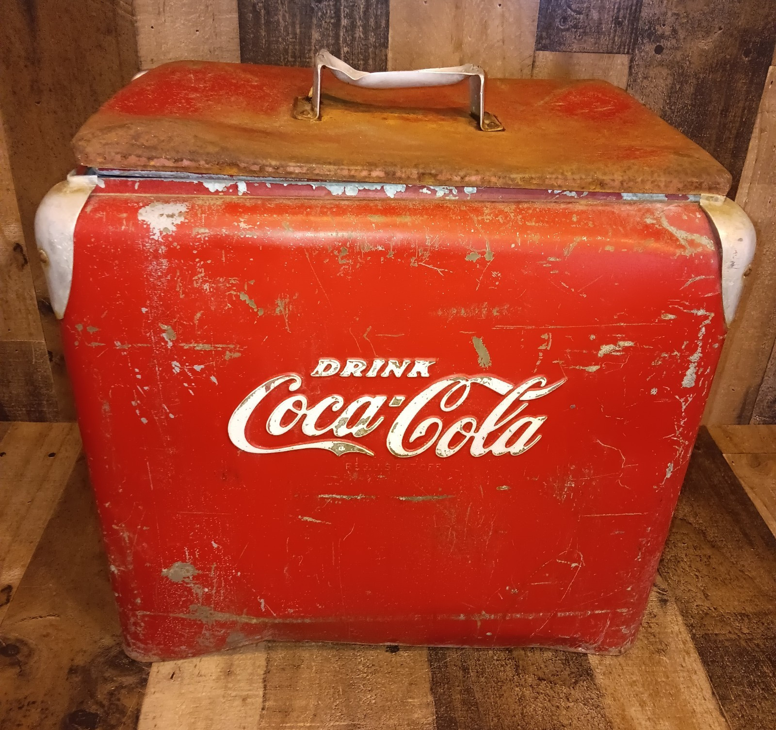 Vintage Coca Cola Cooler 50s Drink Coca Cola 18 X 18 X 13 Original Please Read