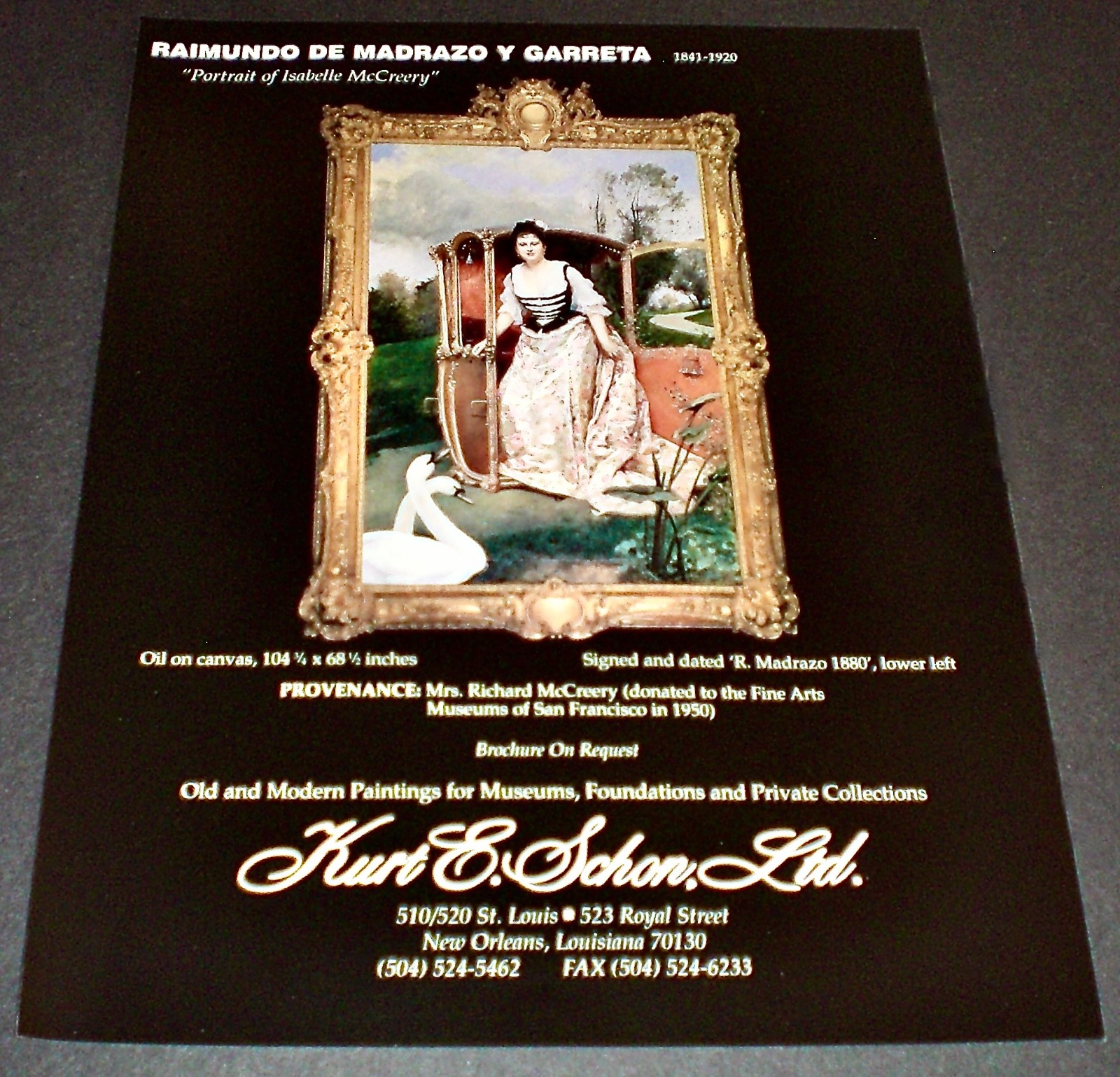 1996 RAIMUNDO DE MADRAZO Y GARRETA Art Gallery Exhibition 1-Pg Magazine PRINT AD