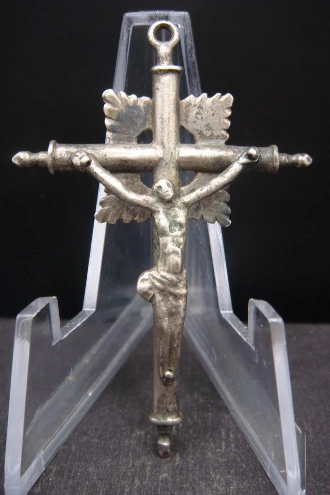Antique WWI Trench Art Crucifix Cross Religious Military Collectible Pendant