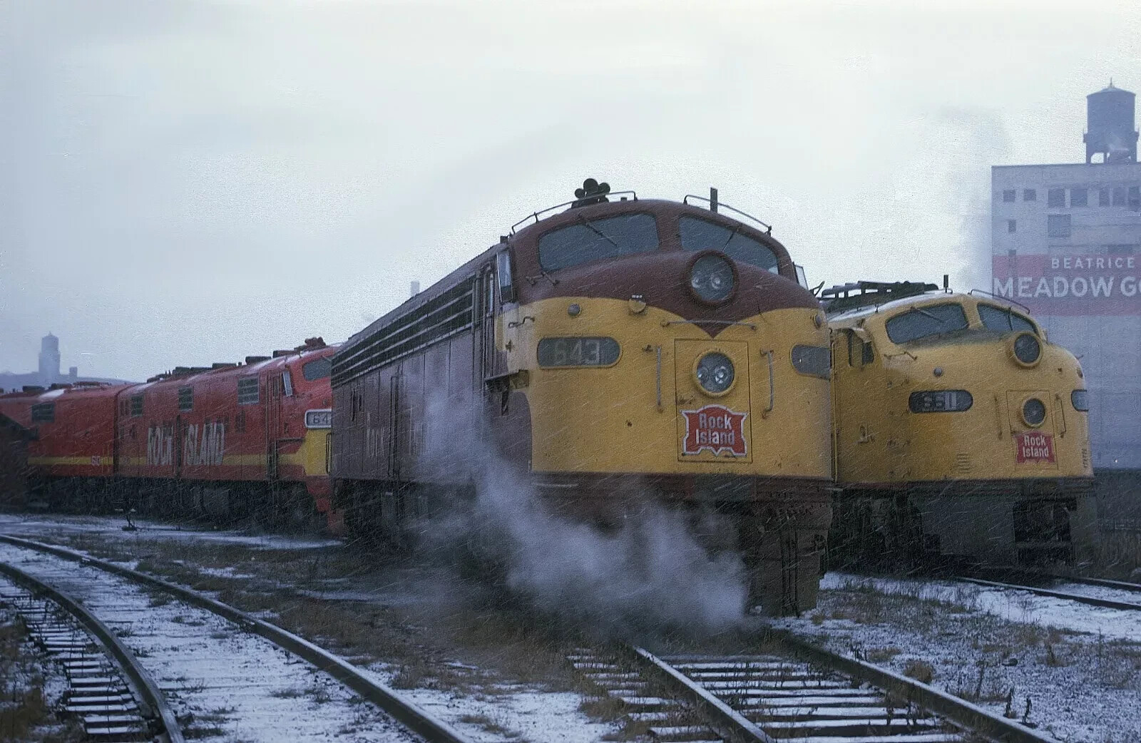 CRI&P EMD E8A Nos. 643 and 661 8 x 10 Photo 16th Clark Sts, Chicago, IL Dec 1969
