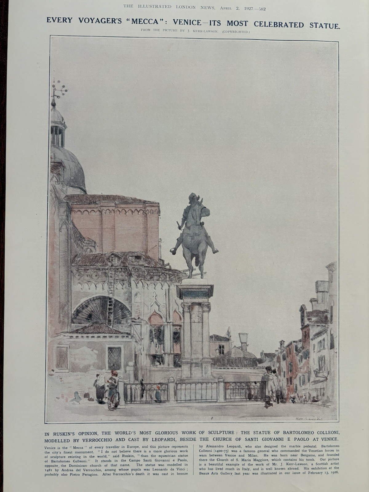 James Kerr-Lawson Venice Statue Bartolomeo Colleoni Church S Giovanni Paolo 1927