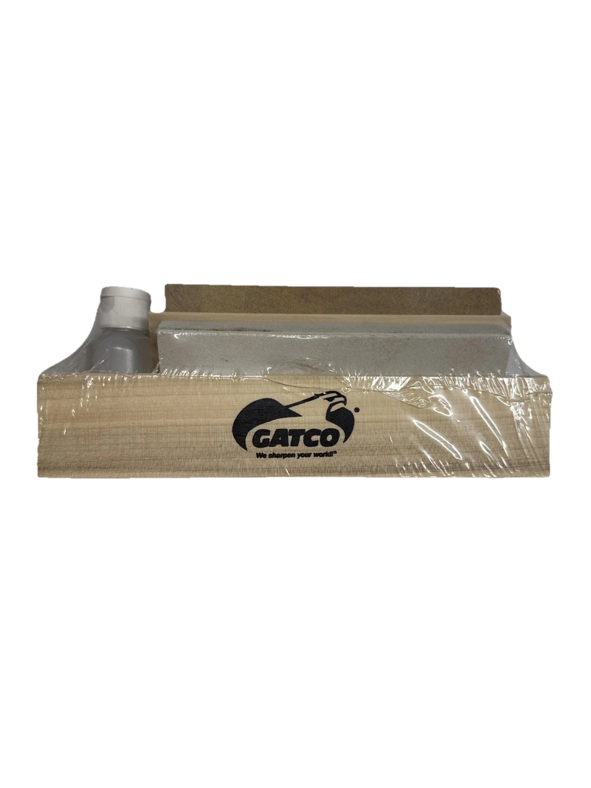 Gatco Arkansas Tri Hone Wooden Base Knife Sharpening Stone Kit fine medium