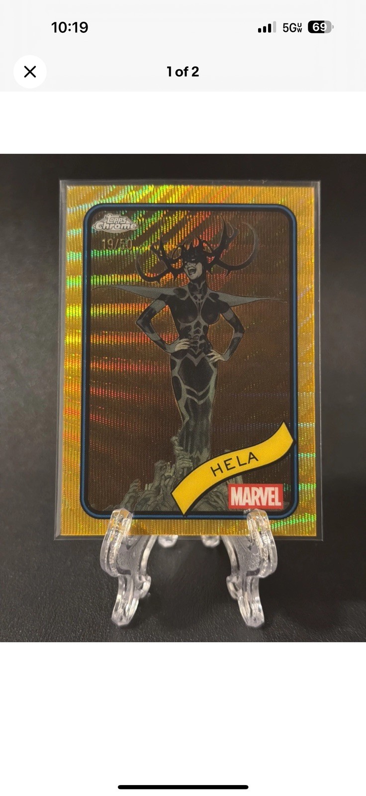Hela 2025 Topps Chrome Marvel Refractor #79 Gold Wave 19/50 Hela 2025 Topps Chrome Marvel Refractor #79 Gold Wave 19/50