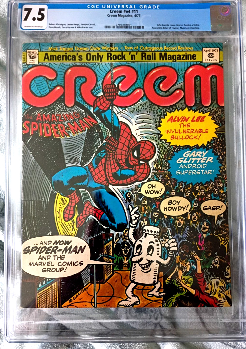 1973 CREEM Magazine MARVEL COMICS Spider-Man STAN LEE w/ Photos  CGC 7.5