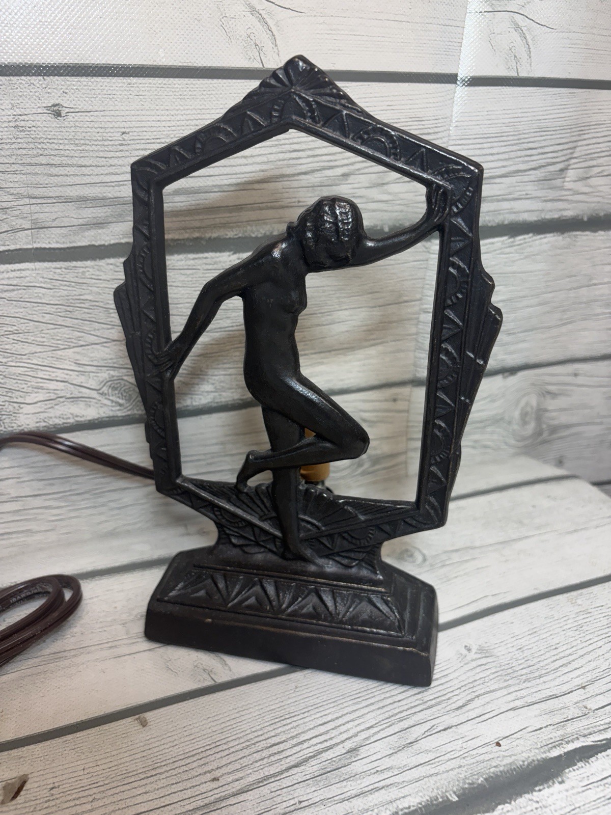 Billings Art Deco Nude Lady Nymph Lamp Art Nouveau Frankart Style Mold Recast 
