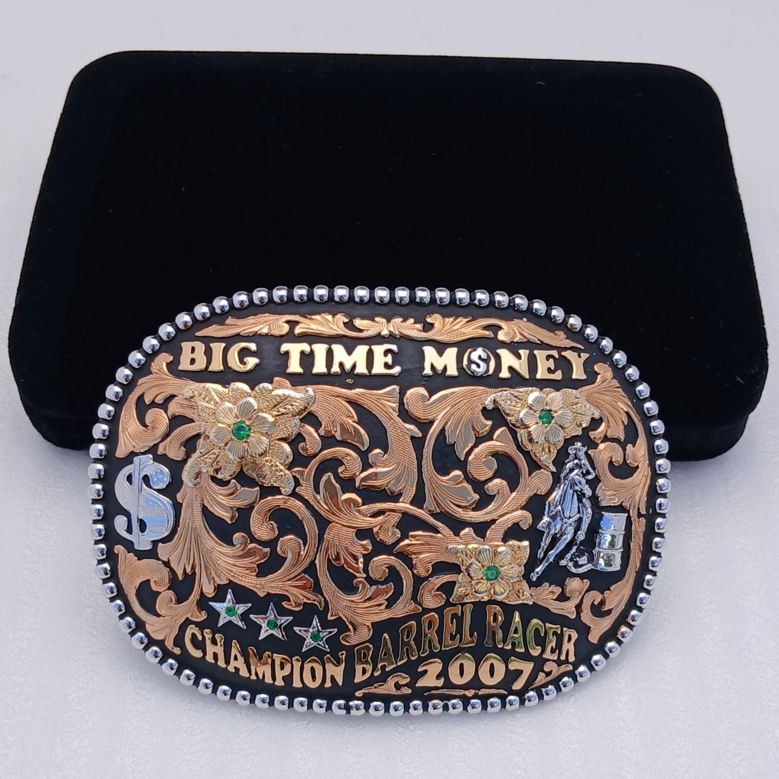 Hyo Silver Champion Barrel Racer Belt Buckle 2007 Big Time Money Barrel Racing