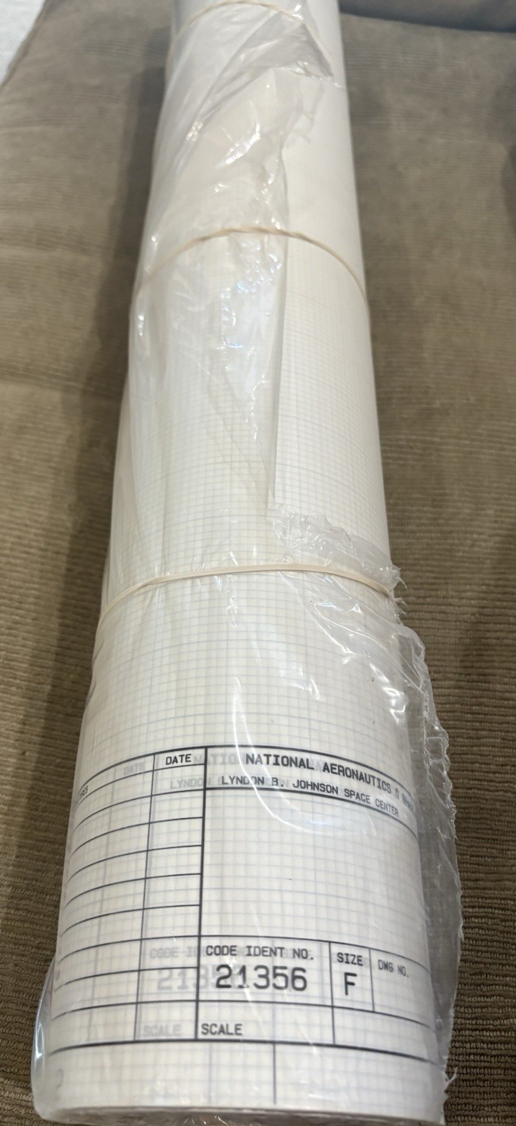 Antique Official LBJ Space Center NASA Grid Paper Roll- (NEW, VERY RARE)