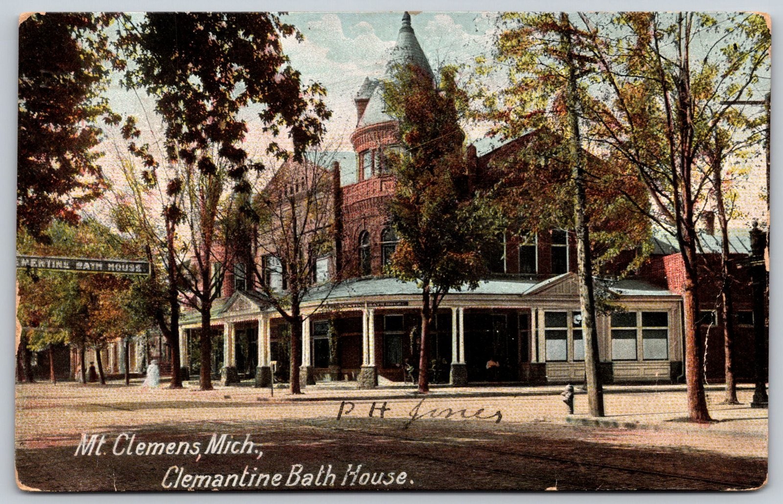 Mount Clemens Michigan Clemantine Bath House Postcard PC169
