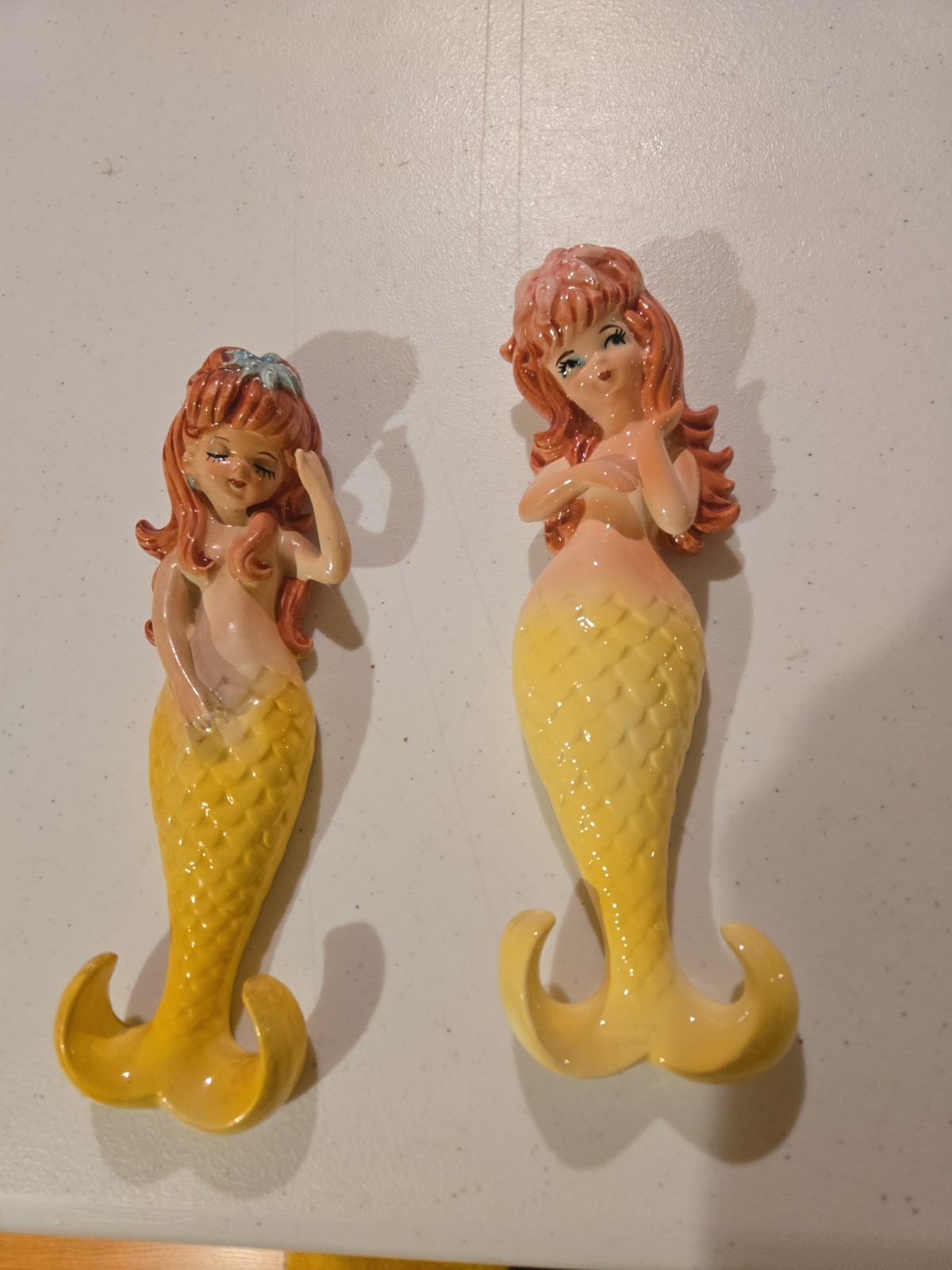 Vintage Lefton Yellow Mermaids