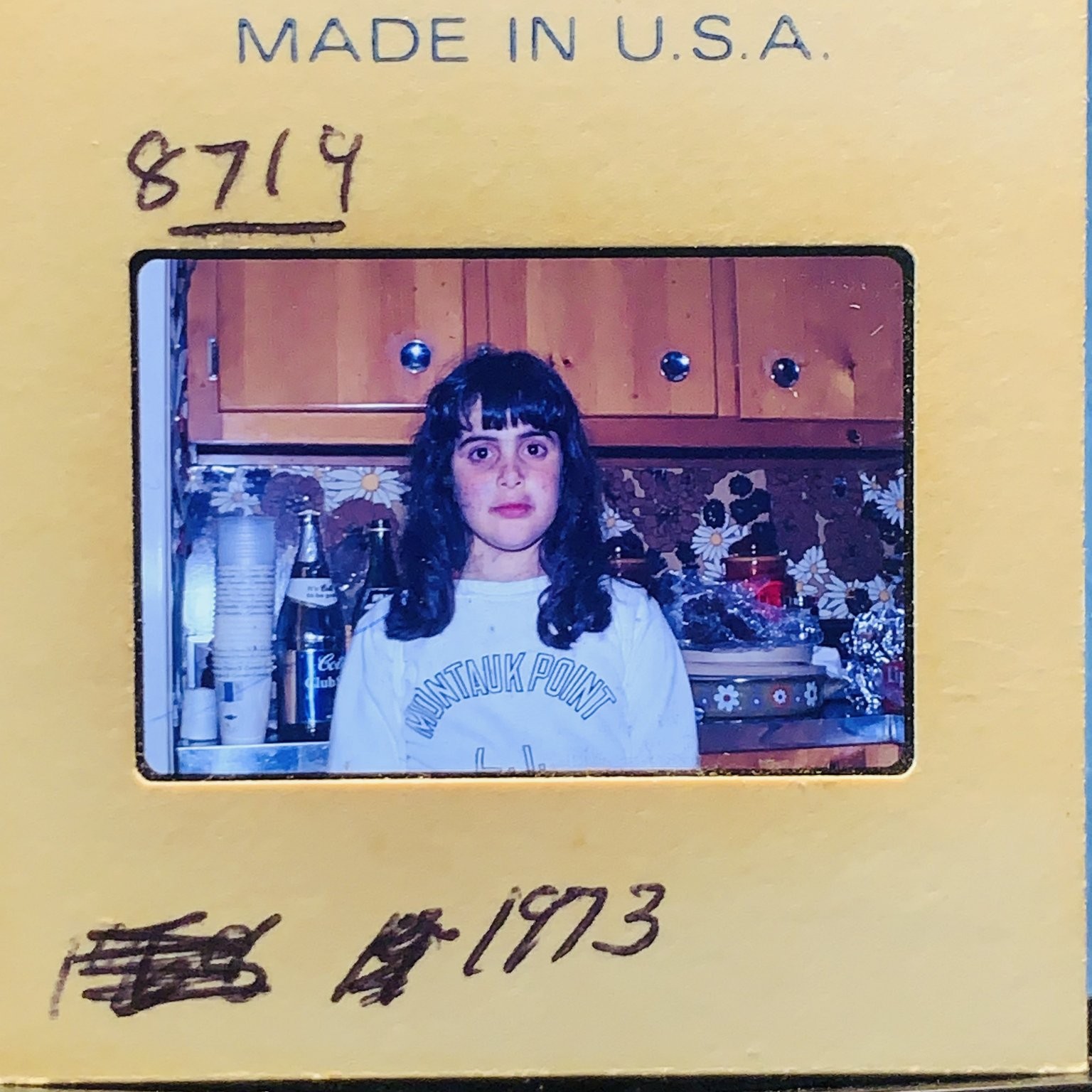 1973 VINTAGE 35MM SLIDE Child Montauk Point Kitchen Family Home Decor