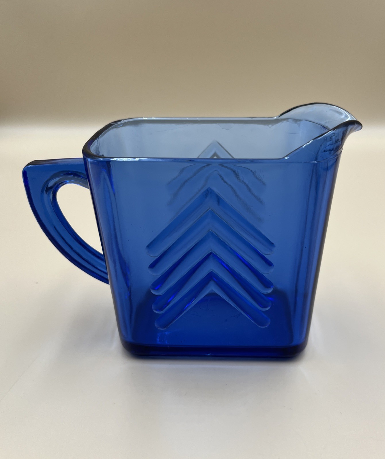 Hazel Atlas Glass Co. Chevron Pattern - Cobalt Blue Pitcher - 1930s