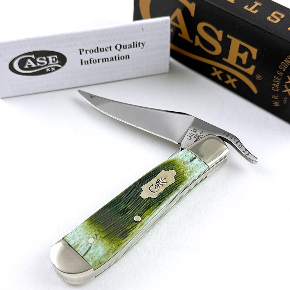 Case XX Knives RussLock Barnboard Jig Lime Green Bone Steel Pocketknife 61043 Case XX Knives RussLock Barnboard Jig Lime Green Bone Steel Pocketknife 61043