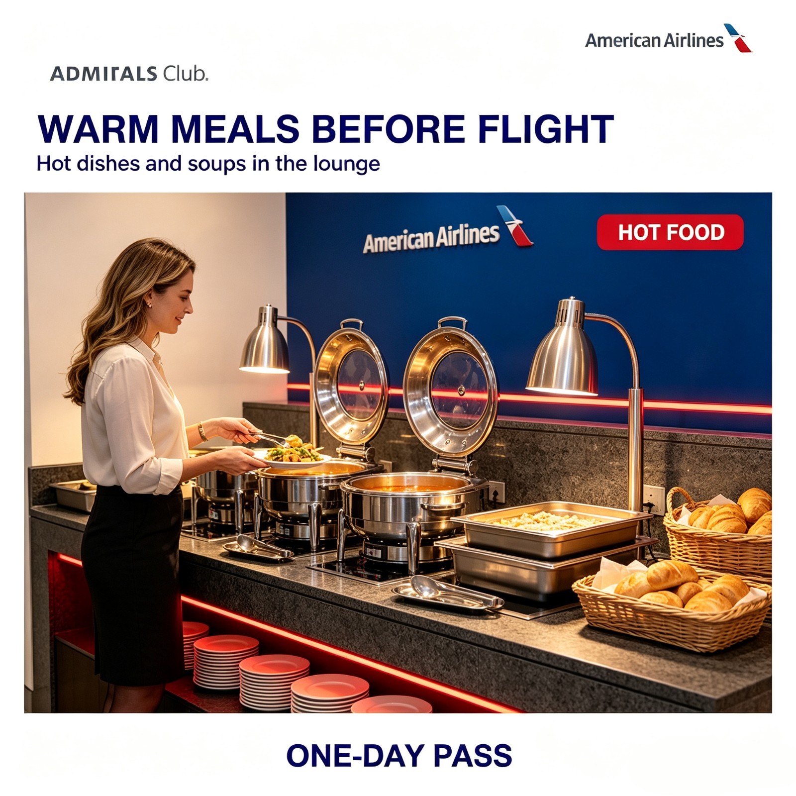 💖American Airlines Admirals Club 🥪One Day Pass – 🥣Relax Before Your Flight🍔
