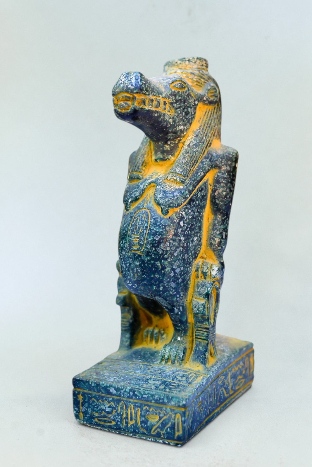 Uique Geen Granite Taweret Statue Ancient Egyptian Handmade in Egypt
