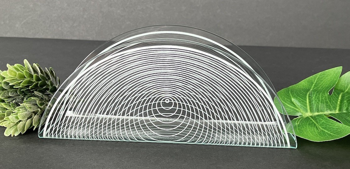 Vintage MCM Lausitzer Modern Op-Art Bent Crystal Glass Napkin Letter Holder Vintage MCM Lausitzer Modern Op-Art Bent Crystal Glass Napkin Letter Holder