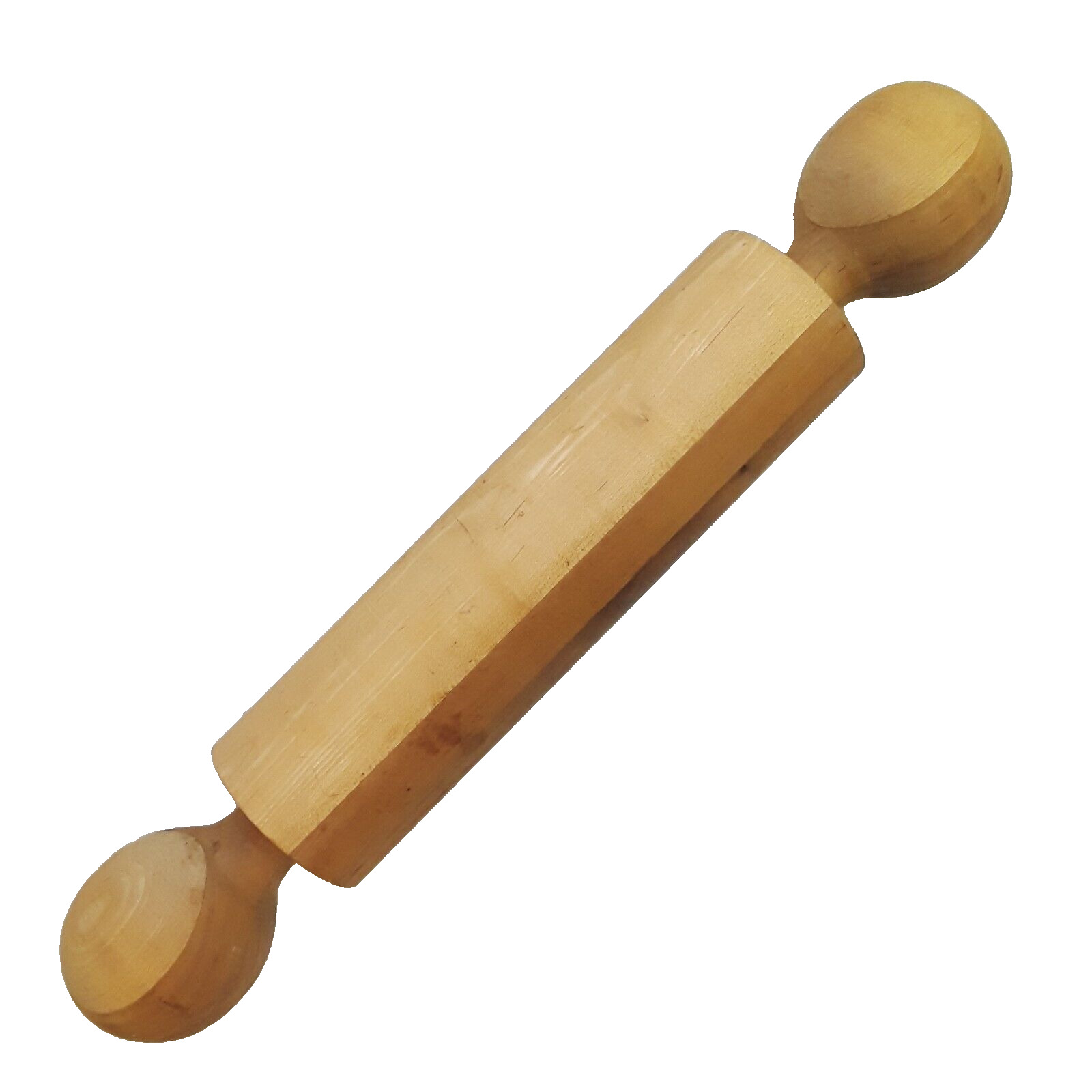 Big Fat Wood Rolling Pin with Large Bulbous Ball Handles Hand Crafted Hardwood