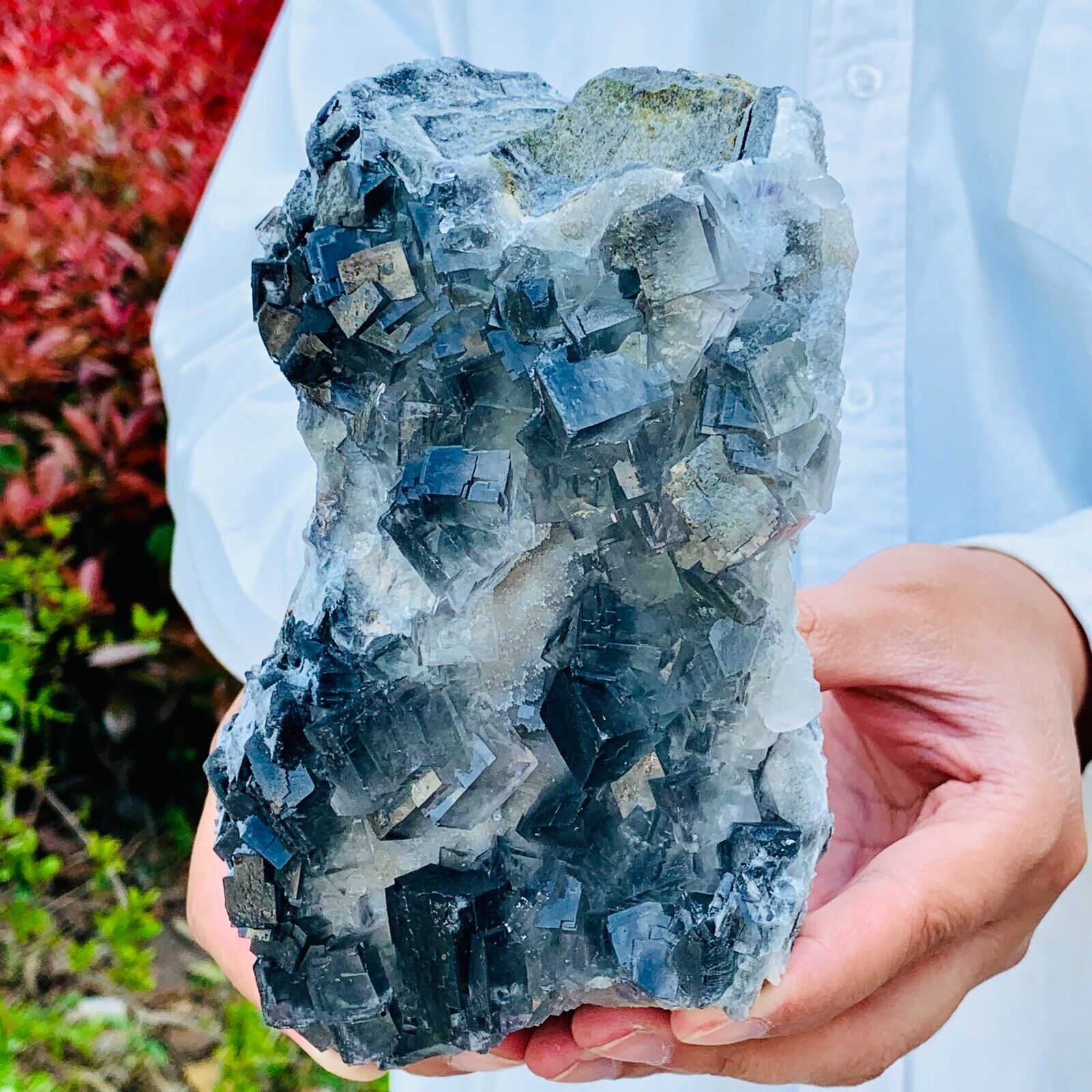 3.19LB Natural Transparent Green Cube Fluorite Mineral Crystal Specimen