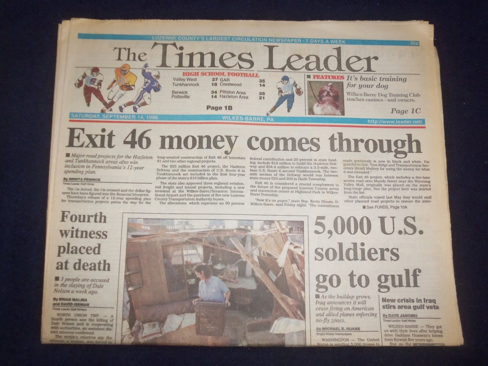 1996 SEP 14 WILKES-BARRE TIMES LEADER - 5,000 U.S. SOLDIERS GO TO GULF - NP 8163