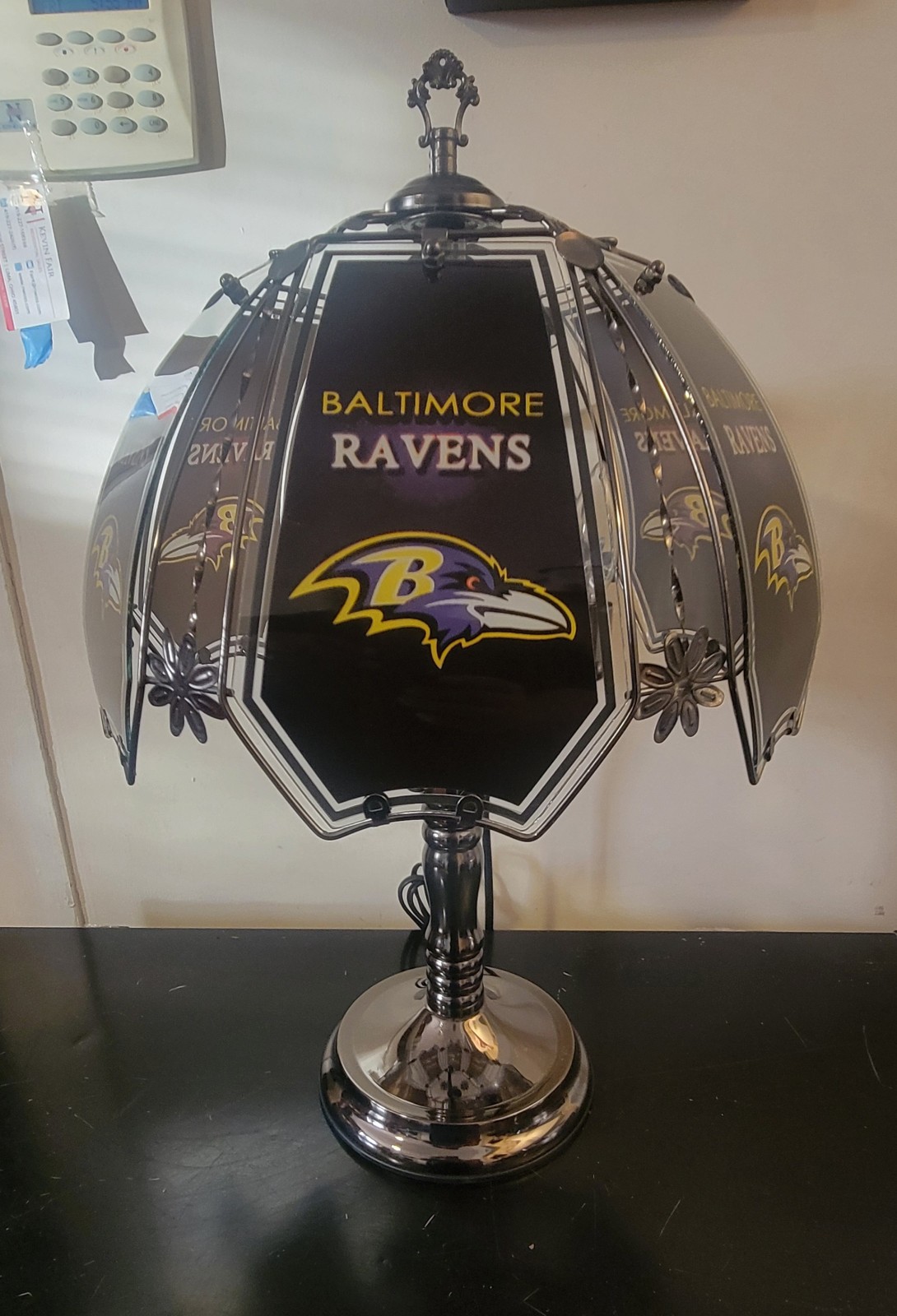 VINTAGE 1990\'s OK Lighting NFL Baltimore Ravens 3 Way Touch Lamp (VERY RARE) 